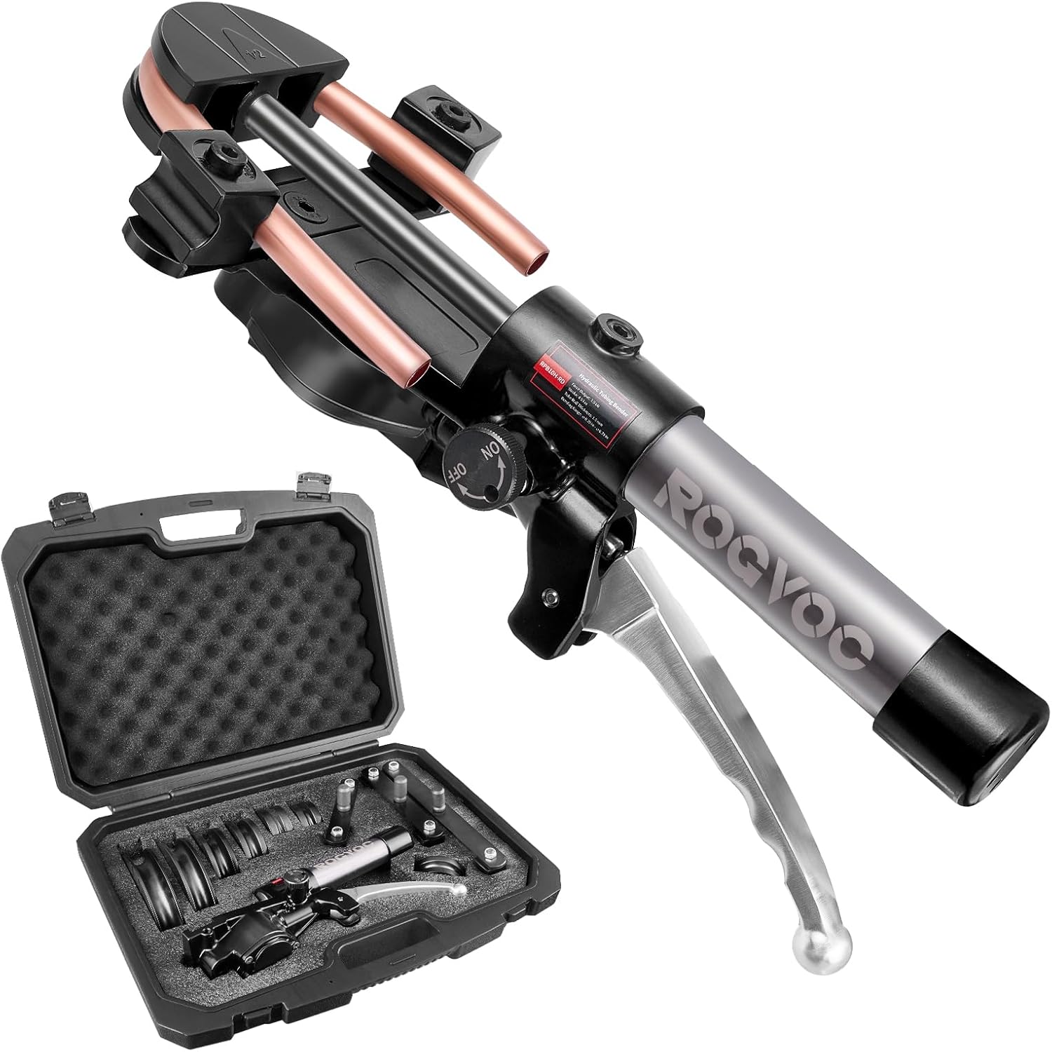 Hydraulic Tubing Bender Kit 1/4"–7/8", 180 Degree Pipe Bender Tool with 7 Dies for Copper and Aluminum, Ideal for HVAC and Refrigeration Applications