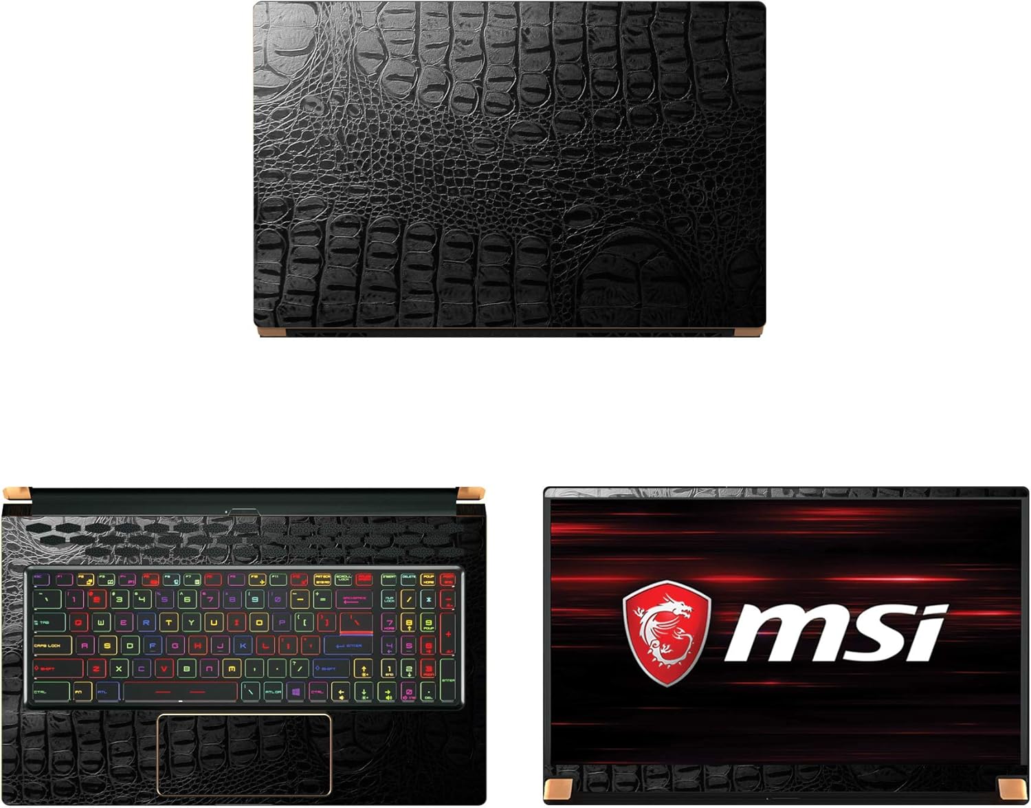 Decalrus - Protective Decal for MSI GS75 Stealth (17.3" Screen) Laptop Crocodile Skin Pattern Texture Skin case Cover wrap CROmsiGS75_17Black