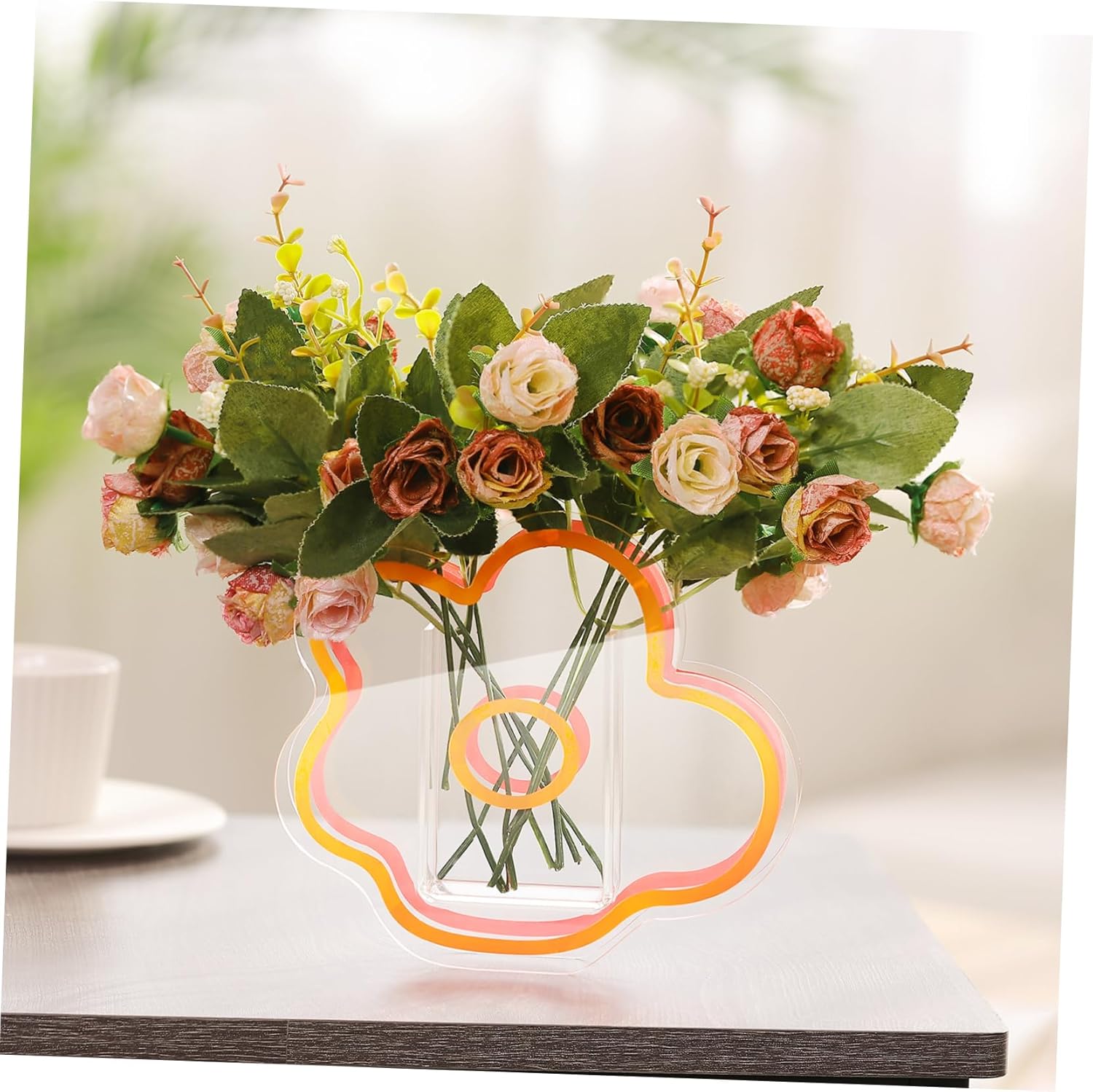 VOSAREA Clear Acrylic Vase Cloud Shaped Flower Vase Make Up Brush Pen Holder Elegant Modern Contemporary Design for Home Office Wedding Decor