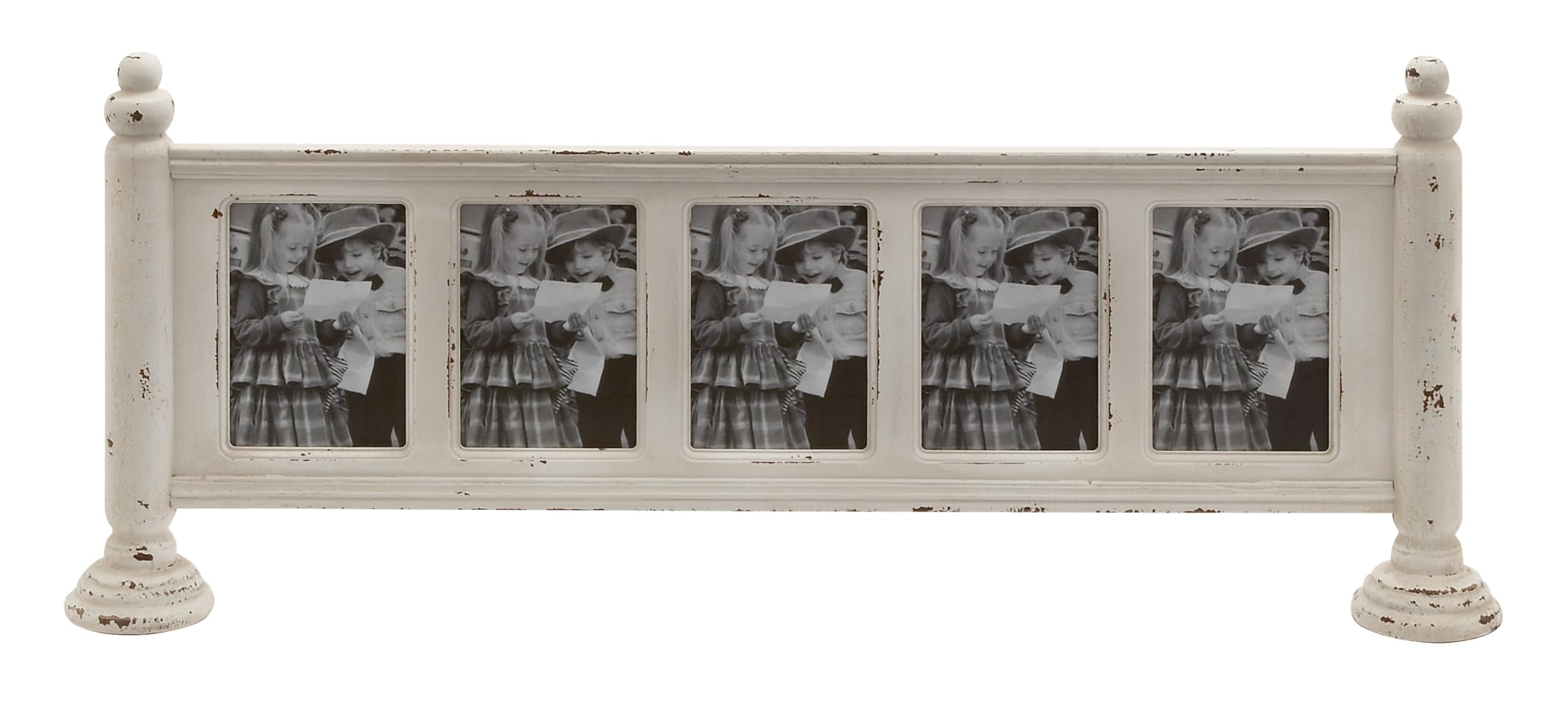 Deco 79 Wood 5 Slot Photo Frame, 36" x 4" x 15", White
