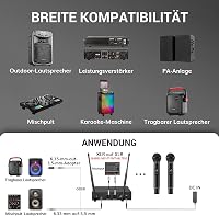 TONOR TW750 Vezeték Nélküli UHF Mikrofon Szett, 2 Tölthető Fém Mikrofon Fénygyűrűvel, 100m Hatótáv, Auto Scan Funkcióval Karaoke Partikhoz 7