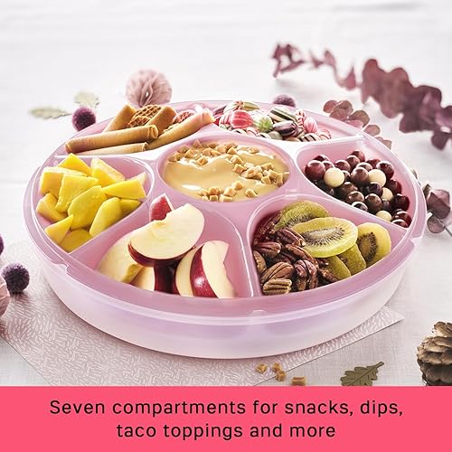 Miniatura 6 de Tupperware Juego de centro de servicio, bandeja de servir con 6 compartimentos y bandeja para fiestas, contenedor de almacenamiento de alimentos y