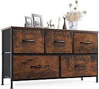 Vista 16 de Sweetcrispy Cómoda para dormitorio, cómoda de tela con 8 cajones, cómoda alta doble, cómoda con cajones para armario, sala de estar, marco de acero