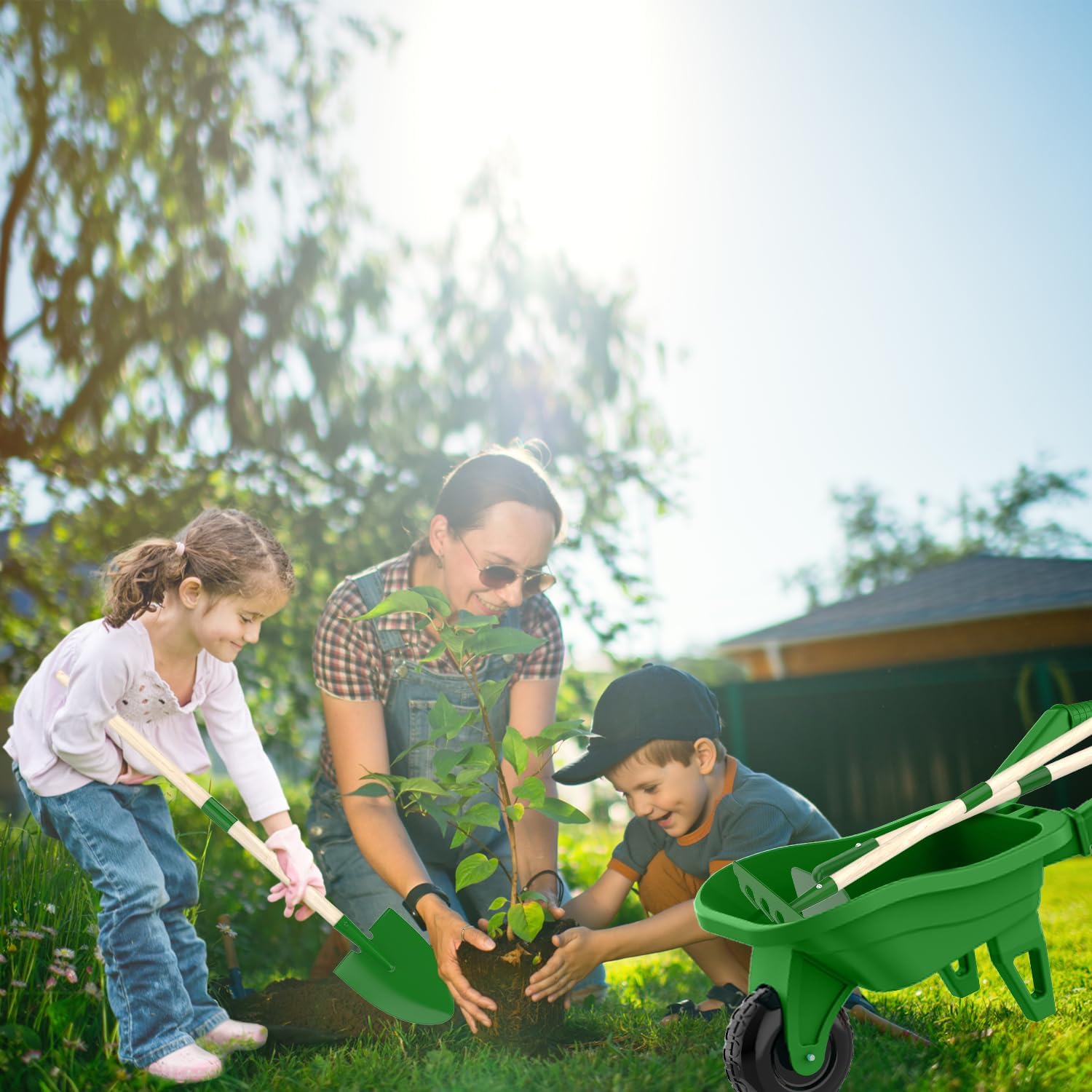 Kids Gardening Tools Outdoor Toys Set Backyard Play with Wheelbarrow Educational STEM Learning Pretend Toys Outdoor Indoor for Toddlers Kids Boys Girls