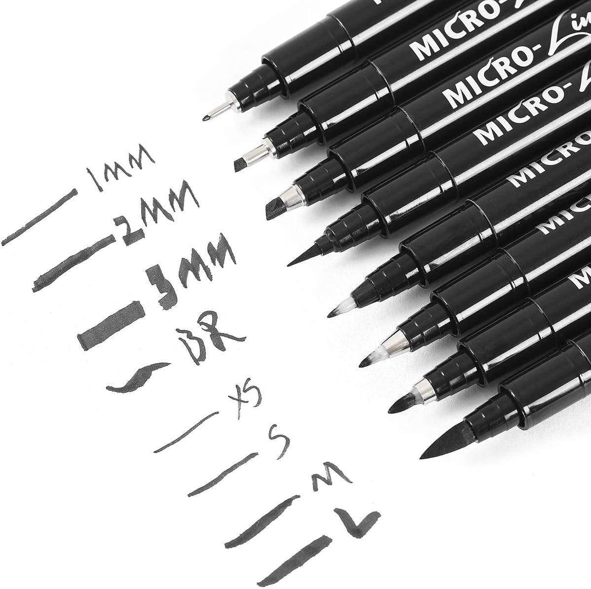 Hand Lettering Pens, Calligraphy Brush Pen, 8 Size Black Art Markers Set for Beginners Writing, Drawing, Artist Sketch, Cartoon, Watercolor Illustration, Scrapbooking, Bullet Journaling