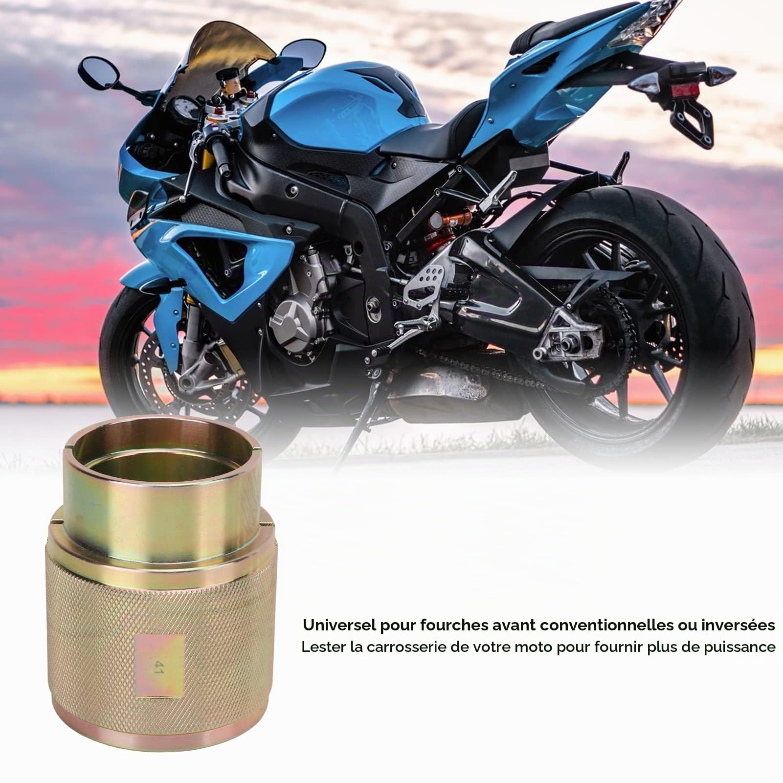 KIMISS Outil de Pilote de Joint de Fourche, Outil de Pilote de Joint D'huile de Fourche Inversée en Acier au Carbone Design Universel pour Remplacer L'installation(41mm/1.61in)