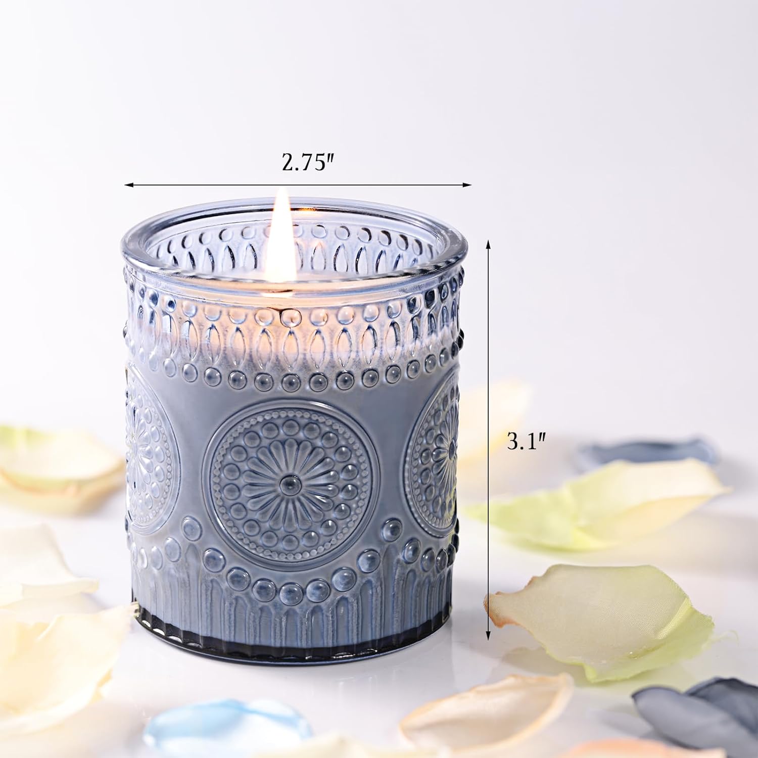8oz Blue Glass Candle Jars with Lids for Making Candles Set of 10, Empty Candle Containers, Candle Making Supplies for Candle DIY, Candle Vessels Candle Making Kit, Blue Decor