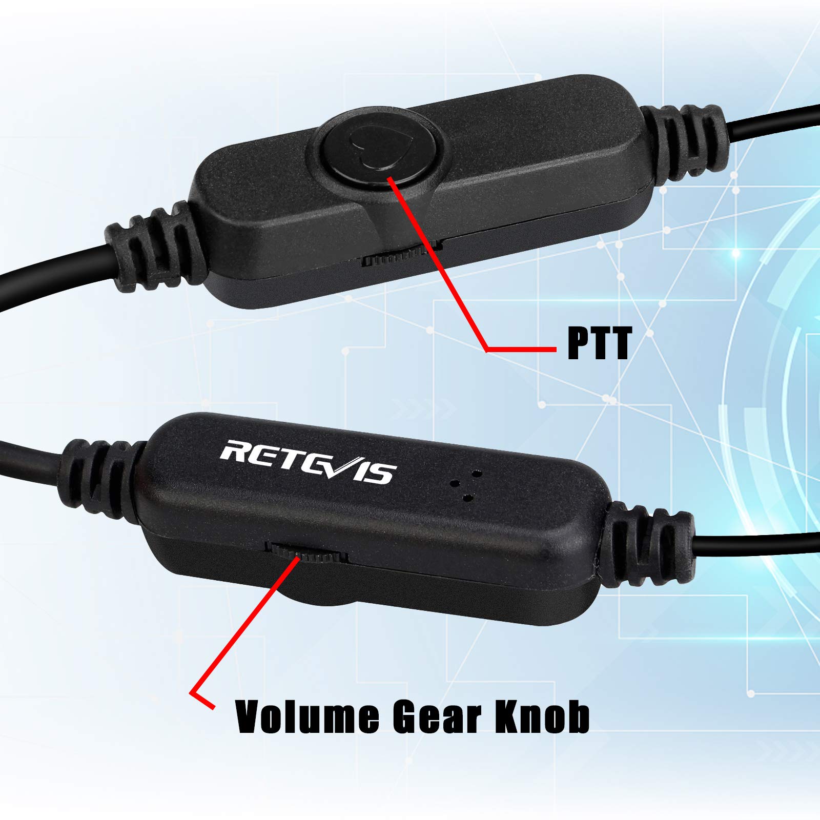 Kit 10 Auricolari Retevis RT622 A 2 Pin Per Walkie Talkie – PTT E Microfono