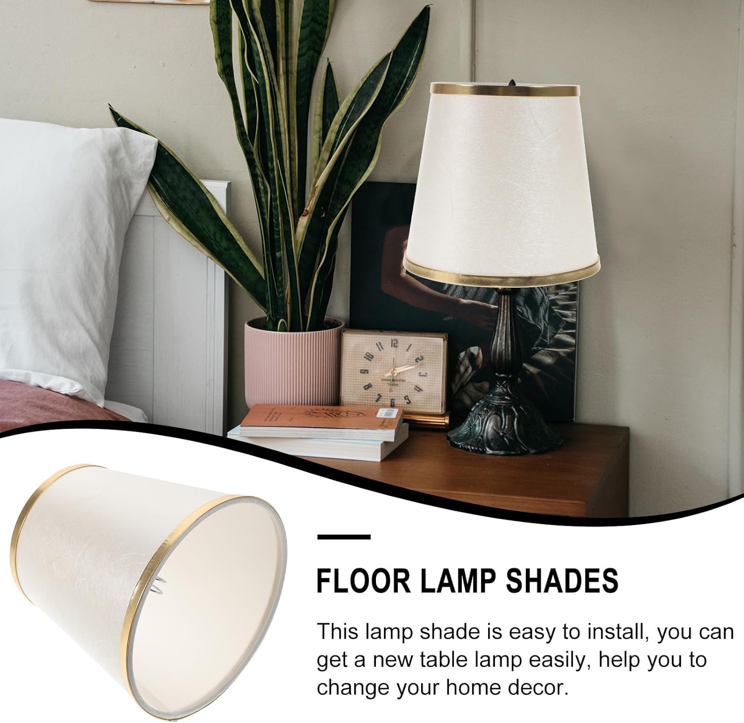 ARTIBETTER Clip-On Fabric Lamp Shade, Soft Beige 5.9x5.5x4.5 Inch, Durable Iron Frame Anti-Glare Warm Light for Bedroom, Office, Table & Wall Lamps