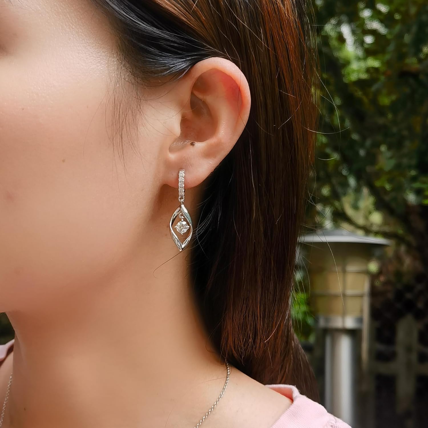 DovEggs Solid 10K White Gold Post Moissanite Hoop Earrings for Women 1ct 5mm F-G-H Color Round Lab Created Diamond Moissanite Sterling Silver Hypoallergenic Women`s Hoop Drop Earrings Ideal Gift