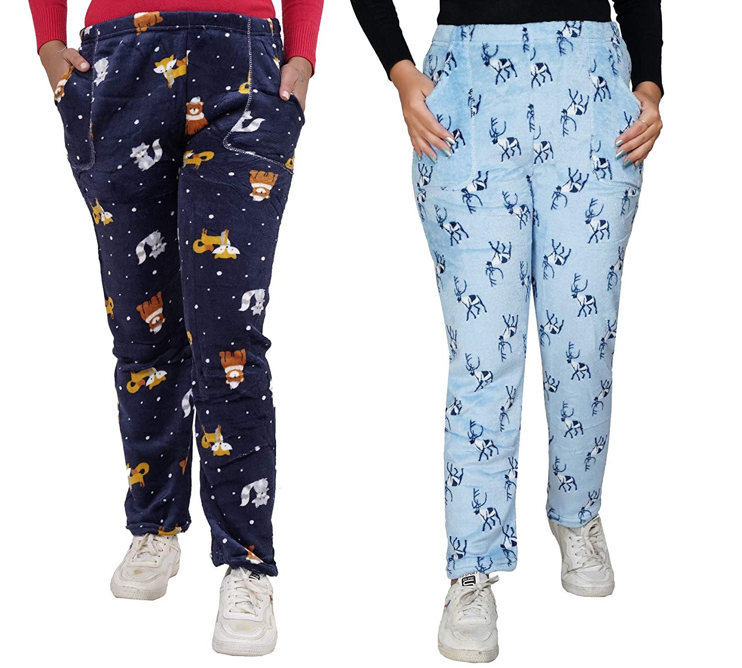 (Pack of 2) Size 2XL, Women's Hot Winter Woolen Soft Fleece Without Pocket/Plus Size Payjamas/Lounge Pants/Night Pants for Women, Print & Colour May Different-image-23
