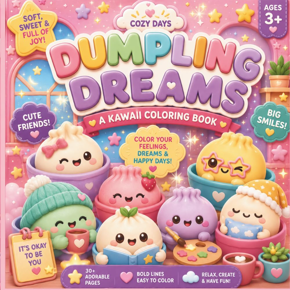Cozy Days, Dumpling Dreams: A Kawaii Coloring Book: Cozy Days Collection