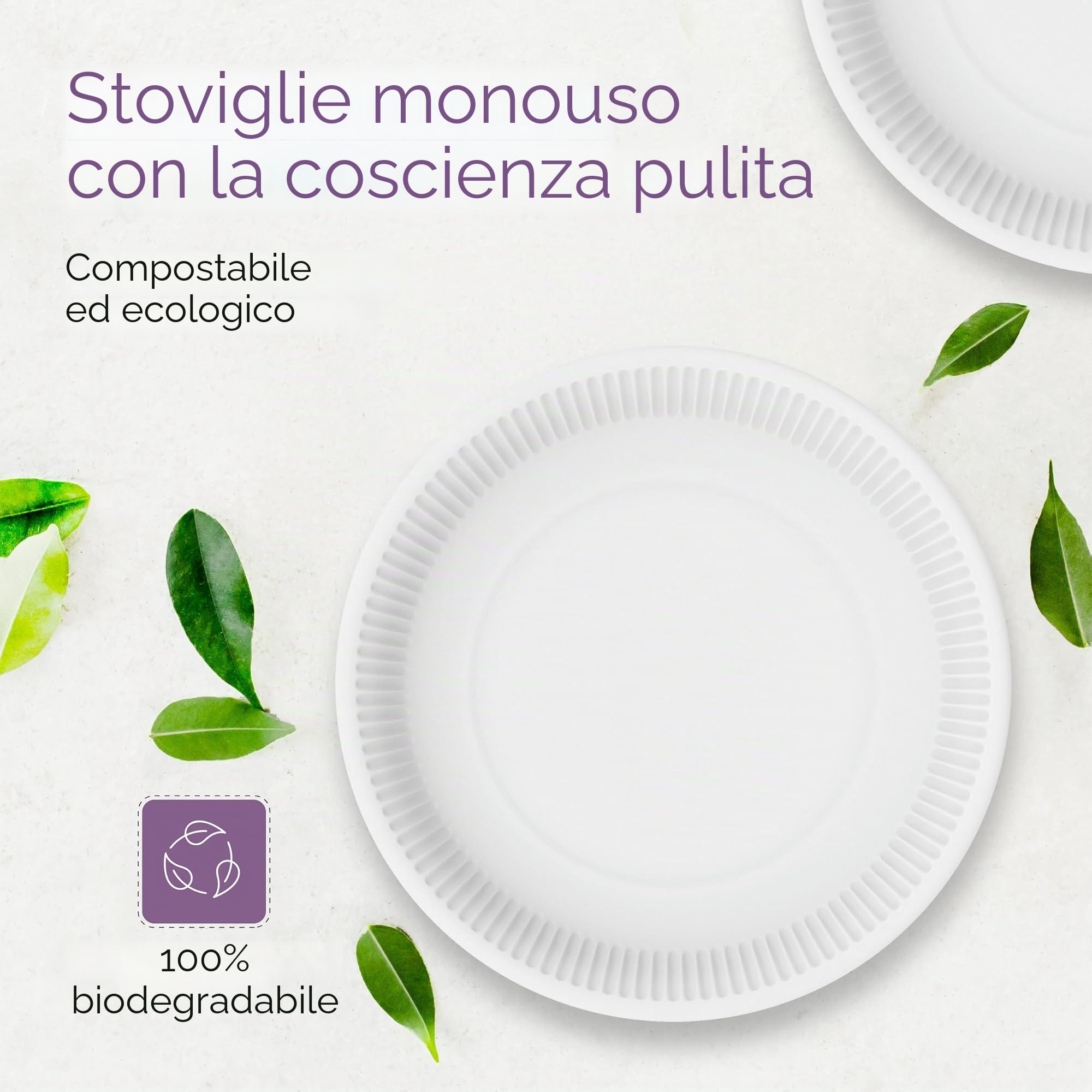 Inoverse Piatti di carta, 1000 pezzi, rotondi, 23 cm, bianchi, usa e getta | Piatti di carta ecologici, piatti per torte, stoviglie per feste, asilo e snack, per feste ed eventi