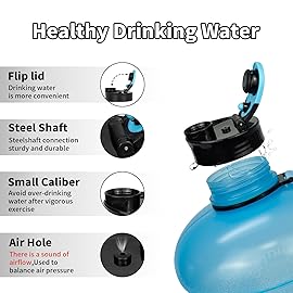 TOOFEEL 1 Gallon Water Bottle - 128 oz Water Bottle with Flip Lid - Gallon Water Bottle with Handle,BPA Free gallon Water jug with Measurements Marked - Transparent Light Blue