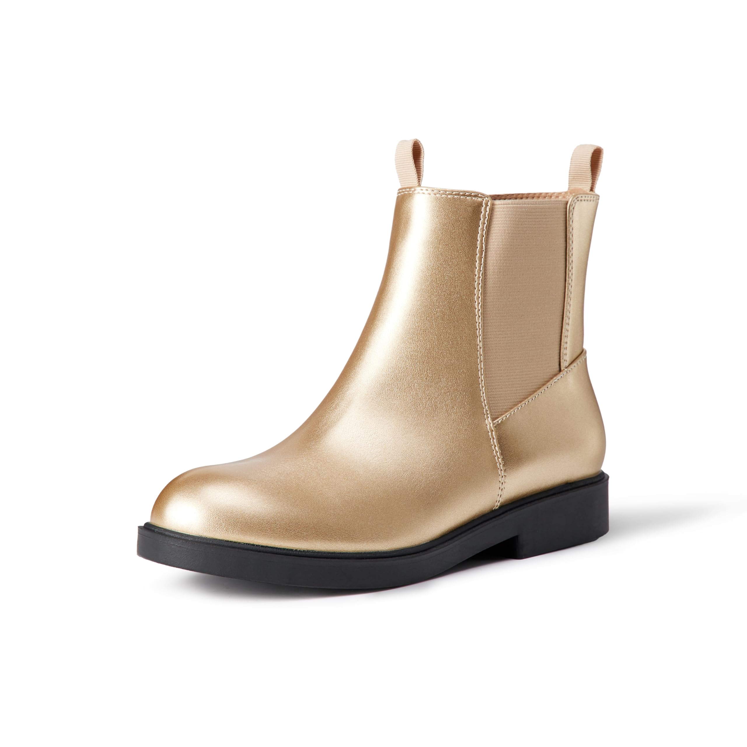 Amazon Essentials Girl's Chelsea Ankle Boots, Gold Faux Leather, 1 UK