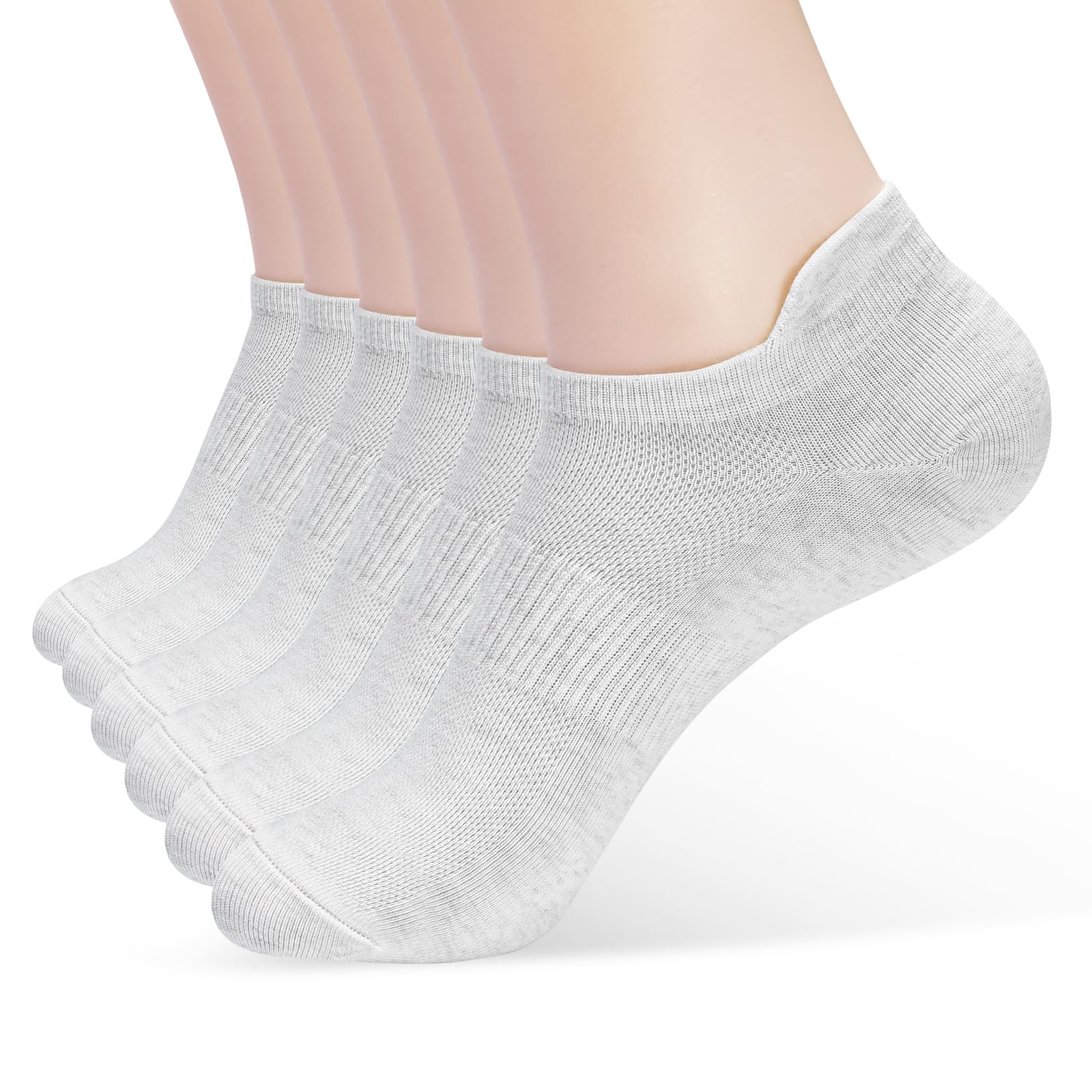 Women's Athletic Ankle Socks-Denisy Running White Soft Low Cut Sports Tab Socks Black for US Size 6-9（6 Pairs)-image-39