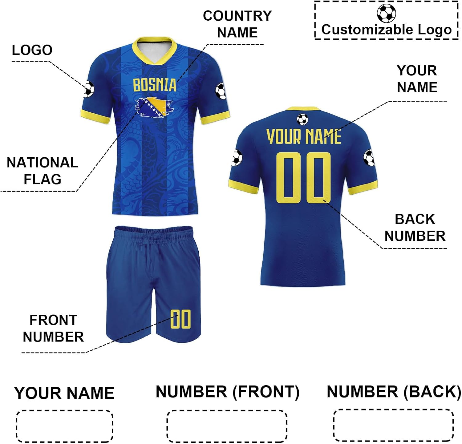 Custom 24/25 National Soccer Team Jersey Set Personalized Name Number Uniform Shirts Shorts for Men Women Youth Fans Gift