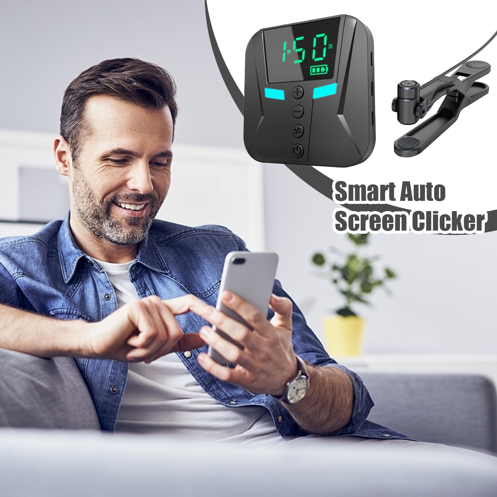 Phone Screen Tapper - Simulation de Rapide, clicker Physique | Dispositif de Automatique pour écrans tactiles répétés | Machine à tapoter simulée pour Jeux, Likes en Streaming, récompenses d