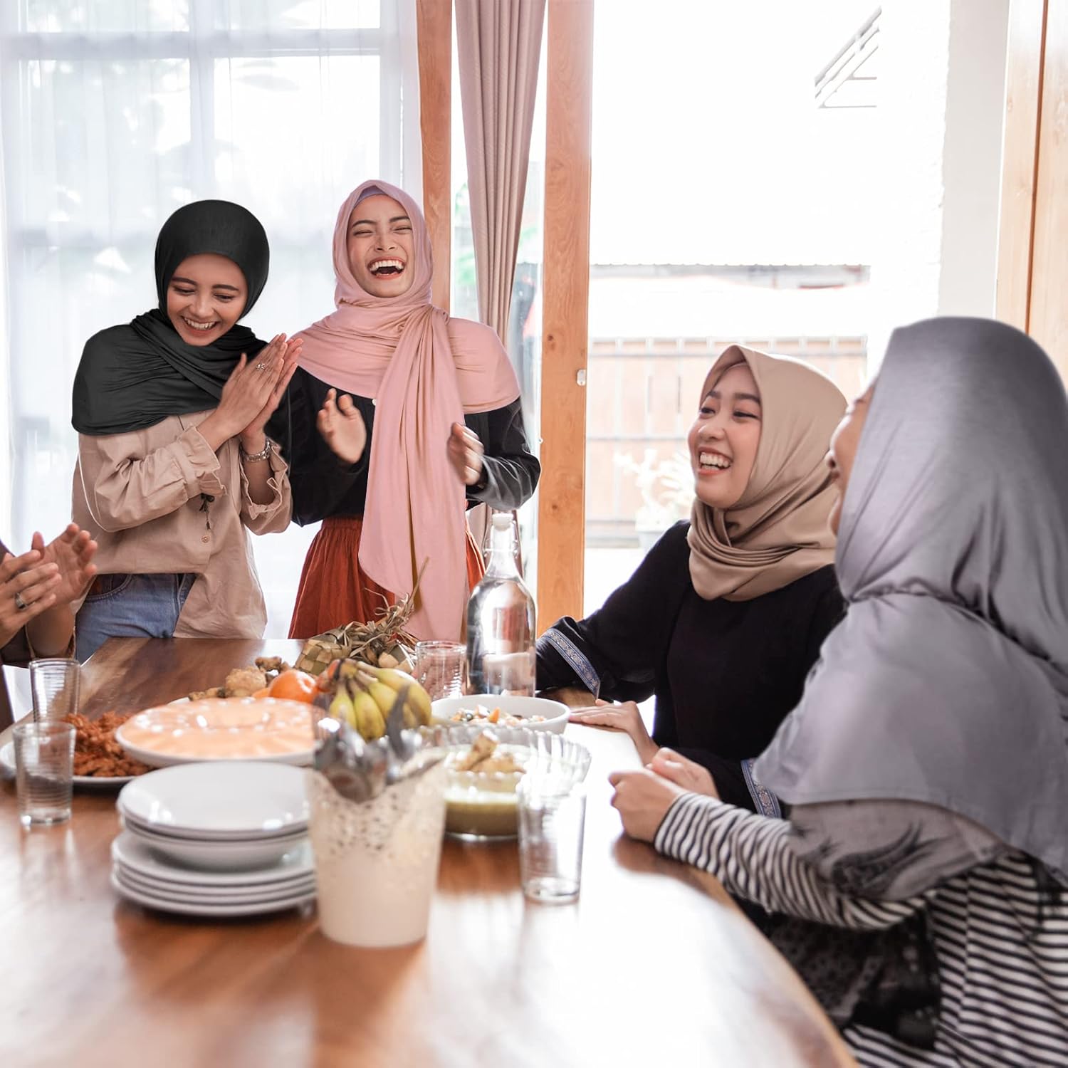 Vabean 4 Pcs Instant Hijab for Women Jersey Hijabs Pinless Ramadan Islamic Muslim Head Wraps Premium Head Scarf Shawl turban - Image 6