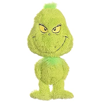 Dr. Seuss The Grinch Plush Dog Toy, Big Head | 9 inch Grinch Movie Plush Dog Toy | Soft and Cuddly Grinch Squeaky Dog Toy | Christmas Stocking Stuffers for Pets, Cute Dog Stuff