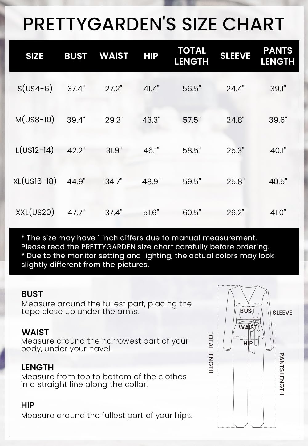 PRETTYGARDEN Women's Fall Jumpsuits Dressy Casual Pants Romper Spring Long Sleeve V Neck Belt Pockets One Piece Outfits