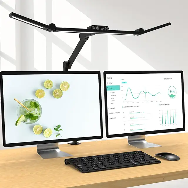 24W Superhelle Dimmbare LED Schreibtischlampe - Bürolampe mit Ambiente-Licht