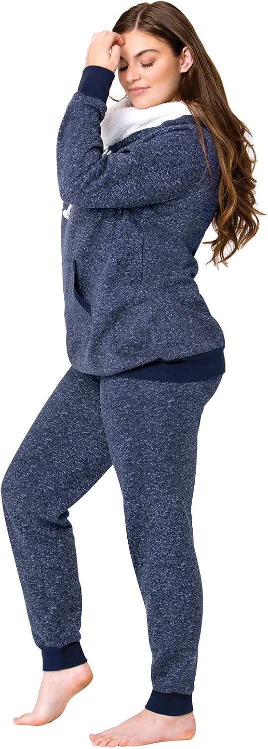 PajamaGram Cozy Womens Pajama Sets - Winter Pajamas for Women, Navy, 1X, 16-18 - Image 3