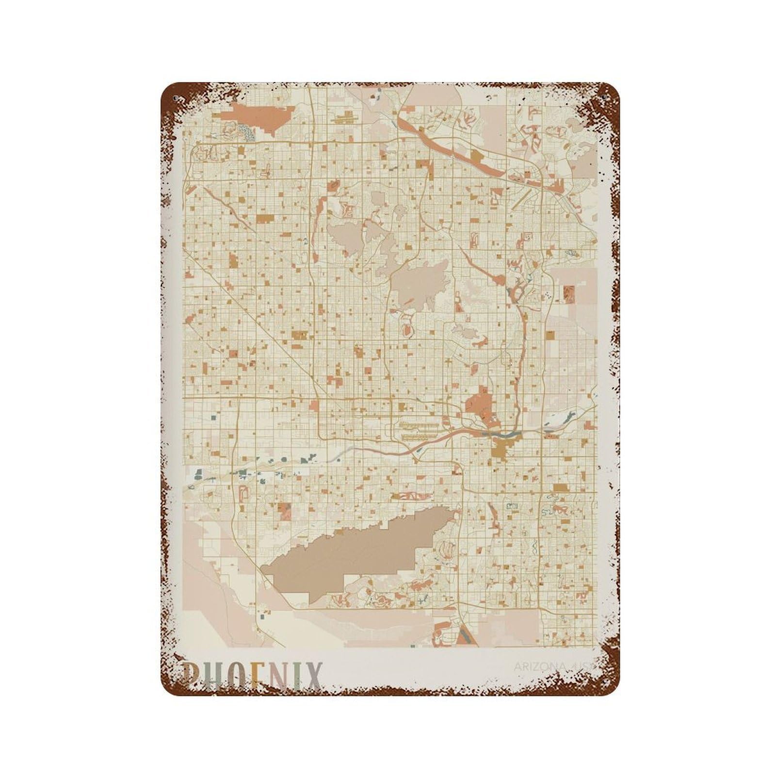 xiaoxiaoshen Phoenix Map City Arizona United States Boho Wall Decor Art Metal Tin Poster Modern Home Decor Art Home Bar Shop Decorations Vintage Sign 40x30cm