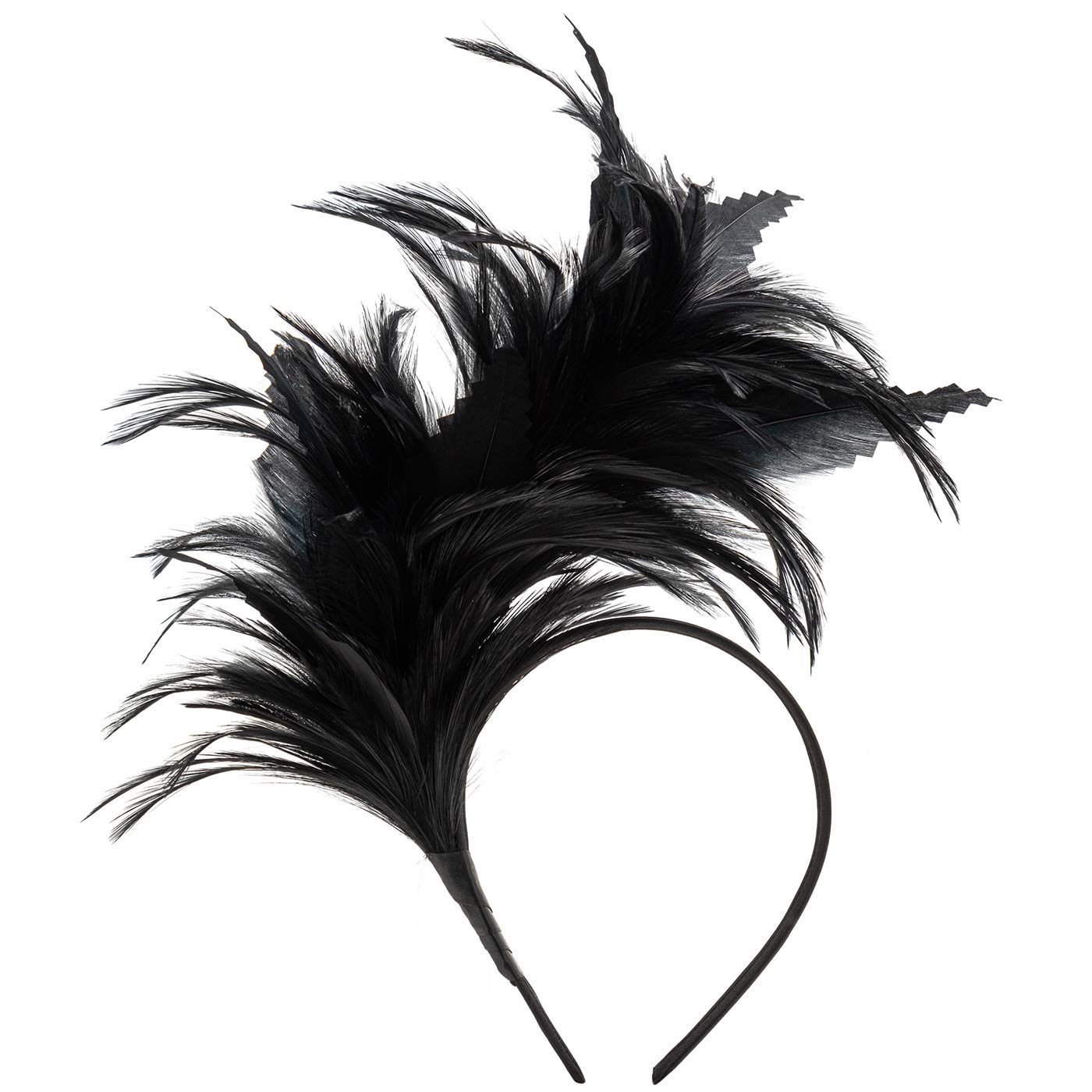Black Flapper Headband Feather Fascinator Jazz Age and Roaring 20 main image 3