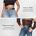 SANSTHS Cowboy Belts pour hommes Femmes, ceinture en cuir occidental avec gros boucles Pays mexicain Black Longhorn Bull Ceinture pour Jeans