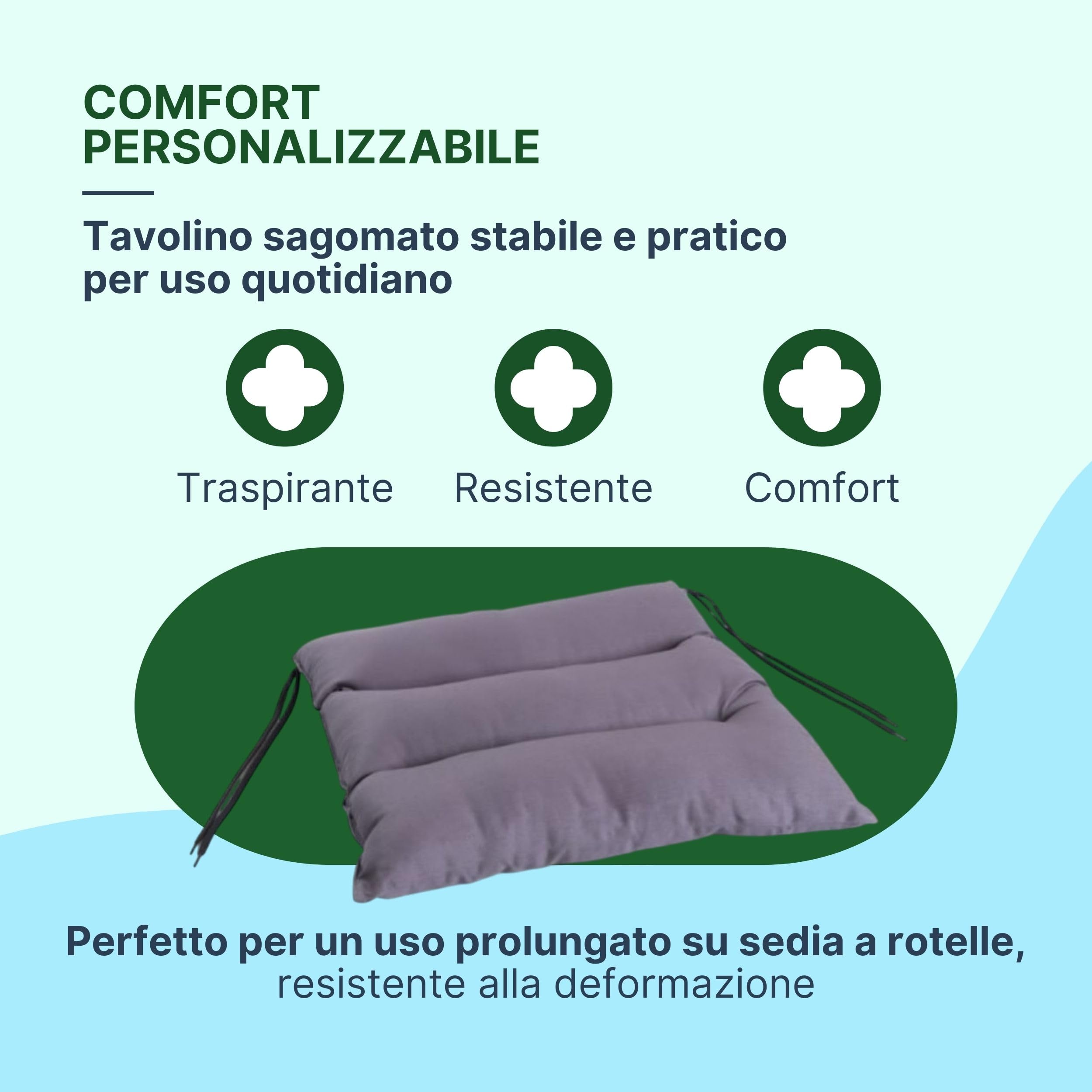 REMEDIA ONE - Cuscino Antidecubito per Sedia a Rotelle in Fibra Cava Siliconata, Cuscino Antidecubito Traspirante e Lavabile - 45x45 cm