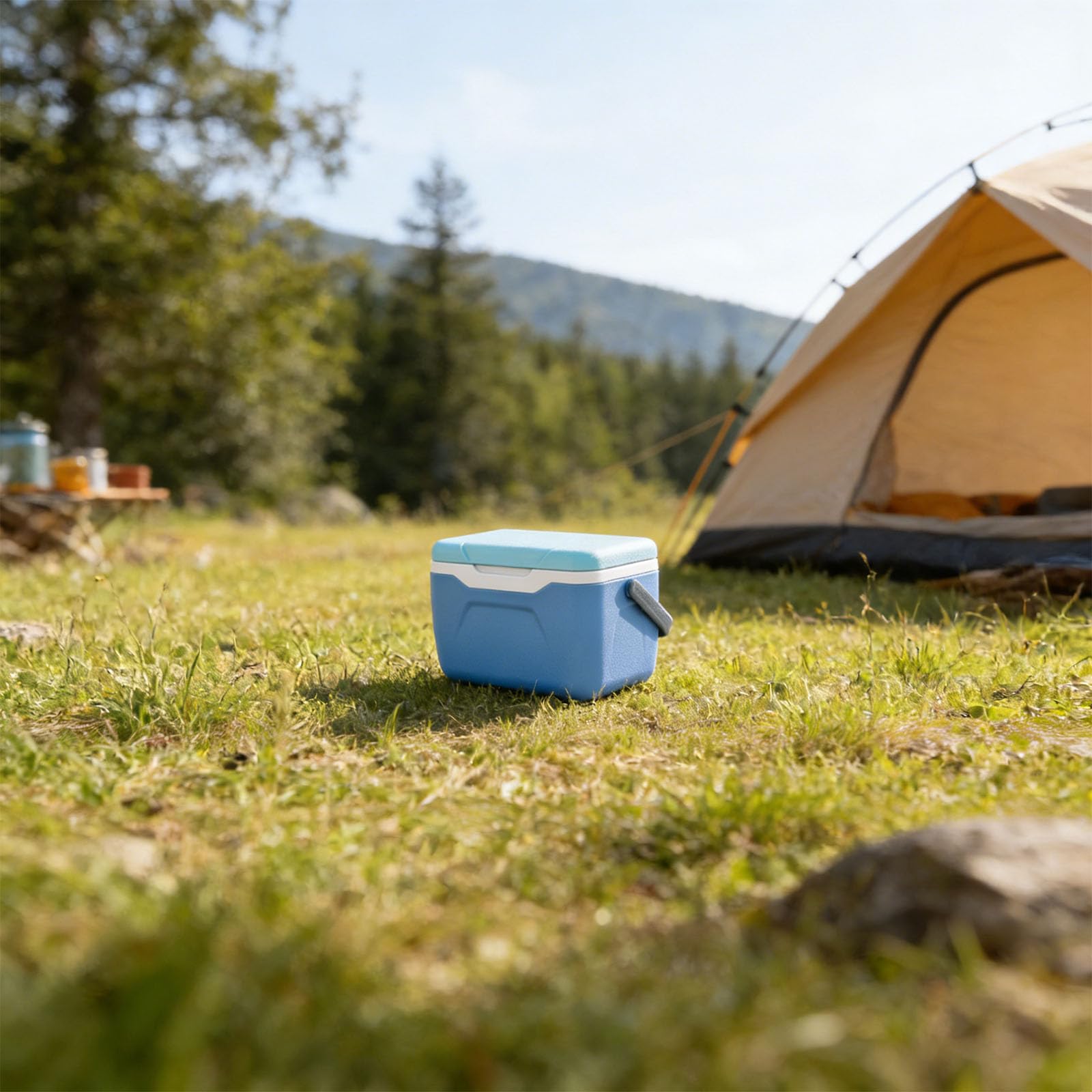 Tragbare isolierte Eistruhe zur Aufbewahrung von Lebensmitteln für Camping Picknicks Freien mit ergonomischem und auslaufsicherer Kühlschrankbox aus PP Konstruktion