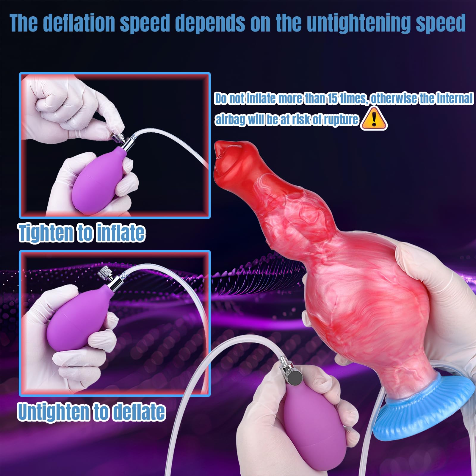 7.87”Realistic quirting Inflatable Dog Knot Dildo 2 Big Knotted Expanding Butt Plug Strong Ejaculating Toy Silicone Soft Fantasy Dildo g-Spot Cumming Animal Penis Plug Adult Sex Toys & Games (S): M