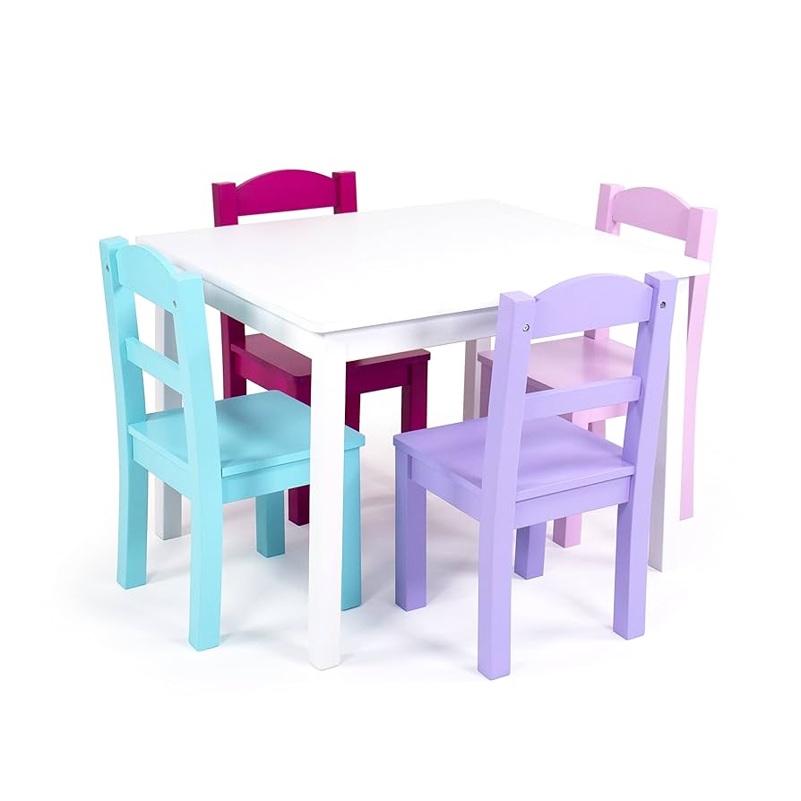 Amazon.com: Humble Crew Kids Wooden Table and 4 Chairs Set
