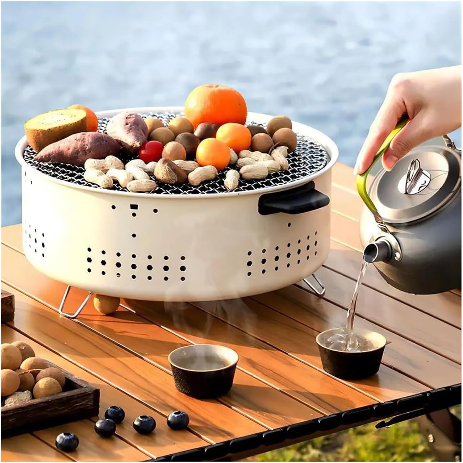 Portable Stainless Steel BBQ Grill - Split Round Rack for Outdoor Camping, Picnic, Tailgating, and Backyard BBQs - Durable, Easy to Clean, Perfect for Grilling Enthusiasts