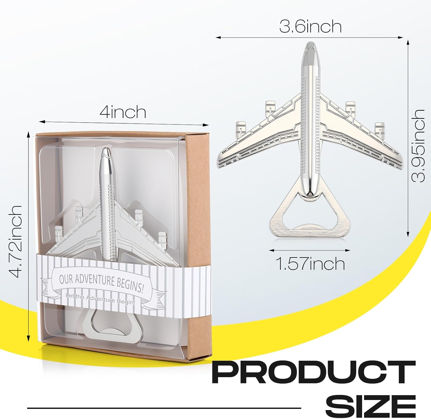 50 Pieces Airplane Bottle Opener with Box Wedding Party Favors Bulk Baby Shower Aviation for Pilot Travel Beer Bottle Opener Favors Guests Birthday Decorations(Silver)