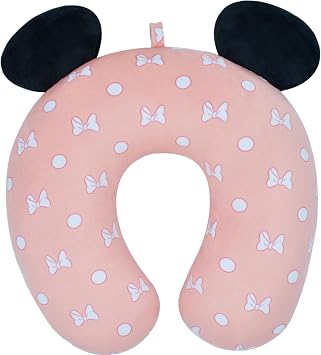 Disney Minnie Mouse Travel Pillow Bows and Polka Dots Portable Neck Pillow, Pink