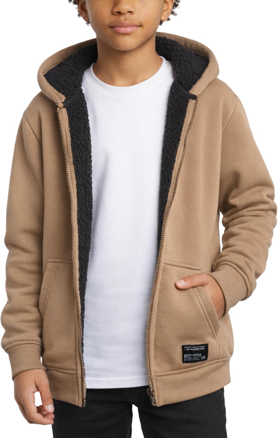 Southpole Active Boys Zip Up Hoodie - Athletic Soft Full Zip Up Sherpa Fleece Boys Hoodie Sweatshirt with Pockets (8-20)