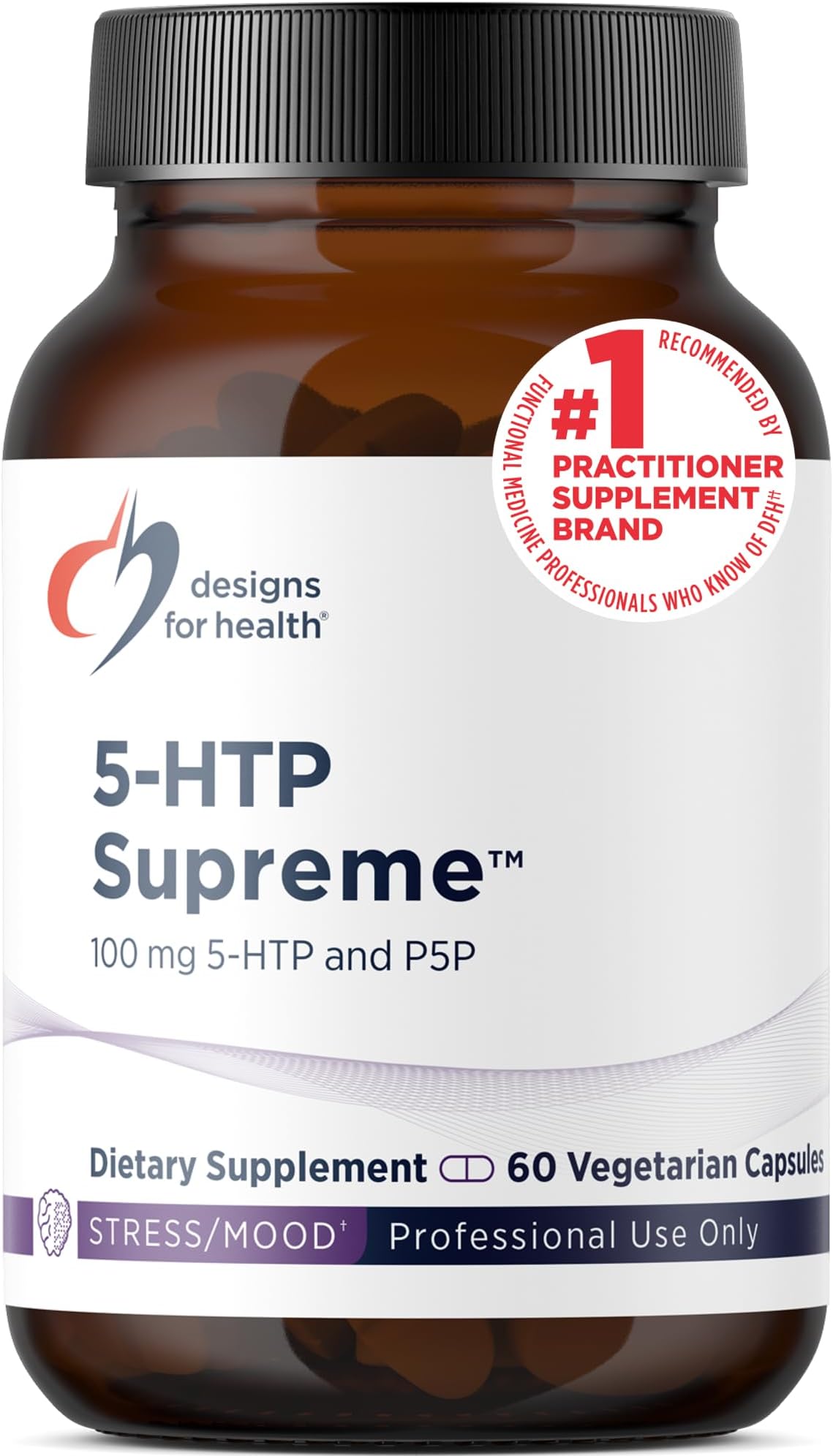 Designs for Health 5-HTP 100mg with Vitamin B6 (P-5-P) - 5-HTP Supreme 100 mg Supplement - Serotonin Precursors to Help Support Healthy Mood + Appetite (60 Capsules)