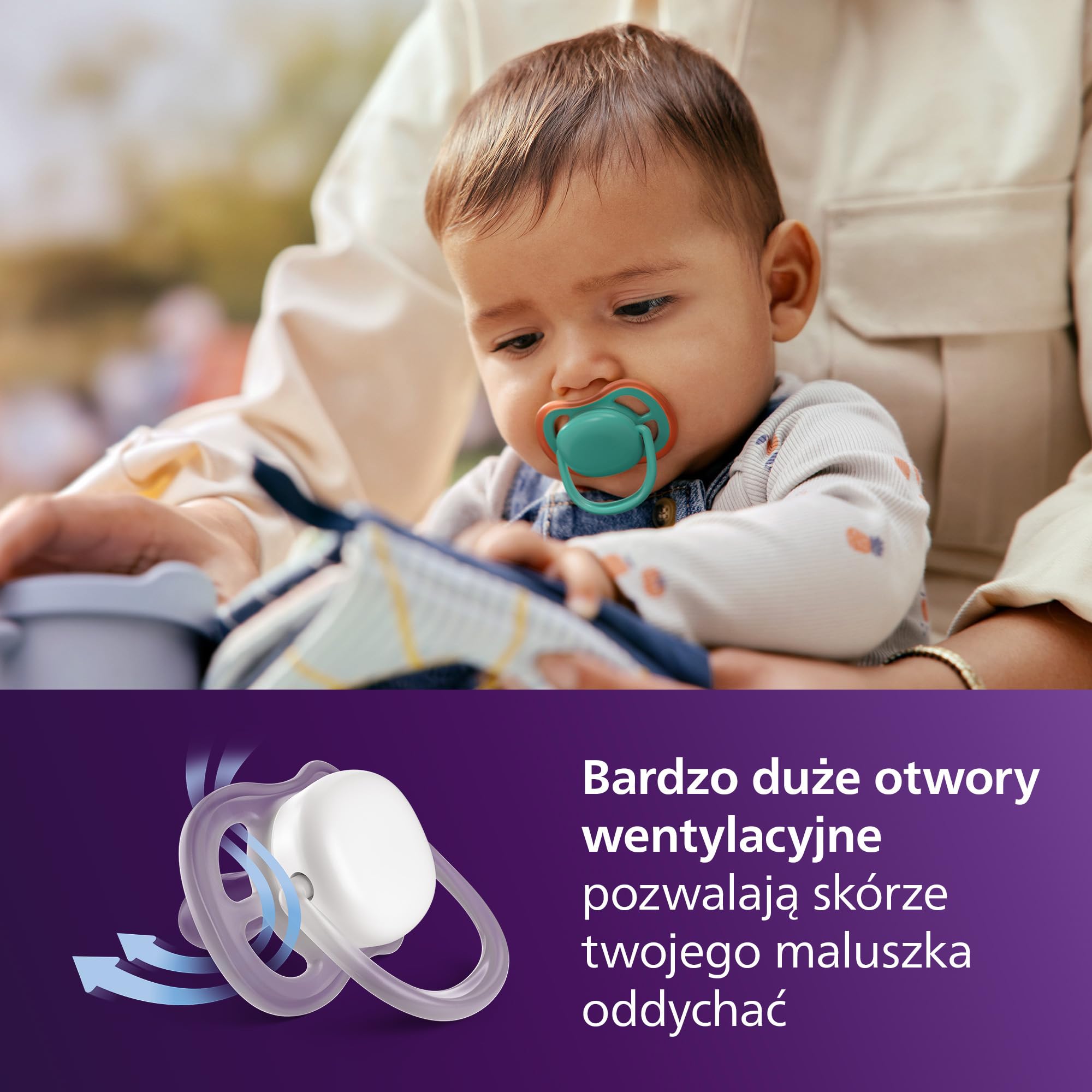 Philips Avent Ultra Air Smoczki — ortodontyczny smoczek dla dzieci w wieku 6–18 miesięcy, symetryczna miękka silikonowa końcówka, bez BPA, 2 etui do sterylizacji, 4 sztuki, SCF087/24