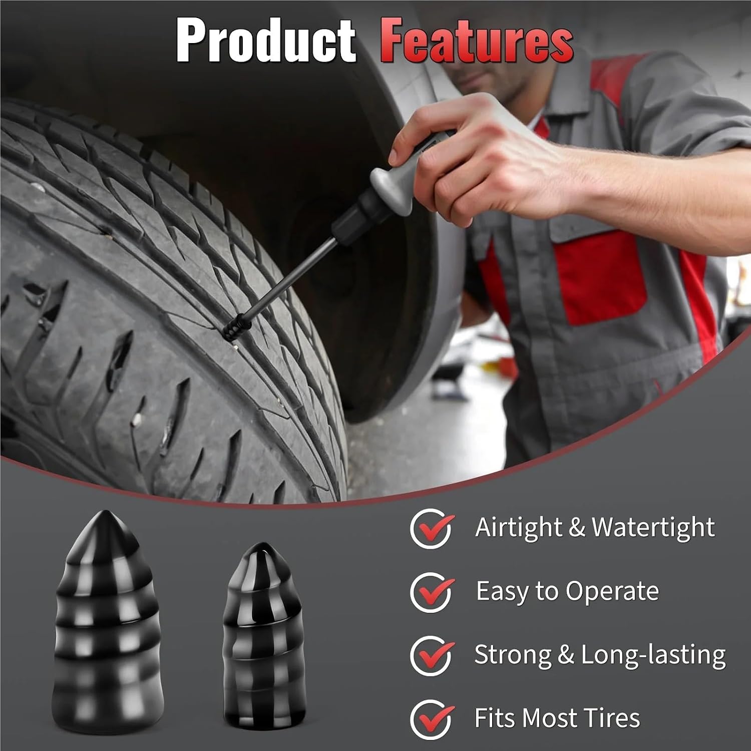 Tire Repair Rubber Nail Kit 2 Set 60pcs/Set Vacuum Tyre Repair Nail Tire Puncture Screws Motorcycle Fitting Set Tubeless Wheel Repairs Punctures Kit for Car