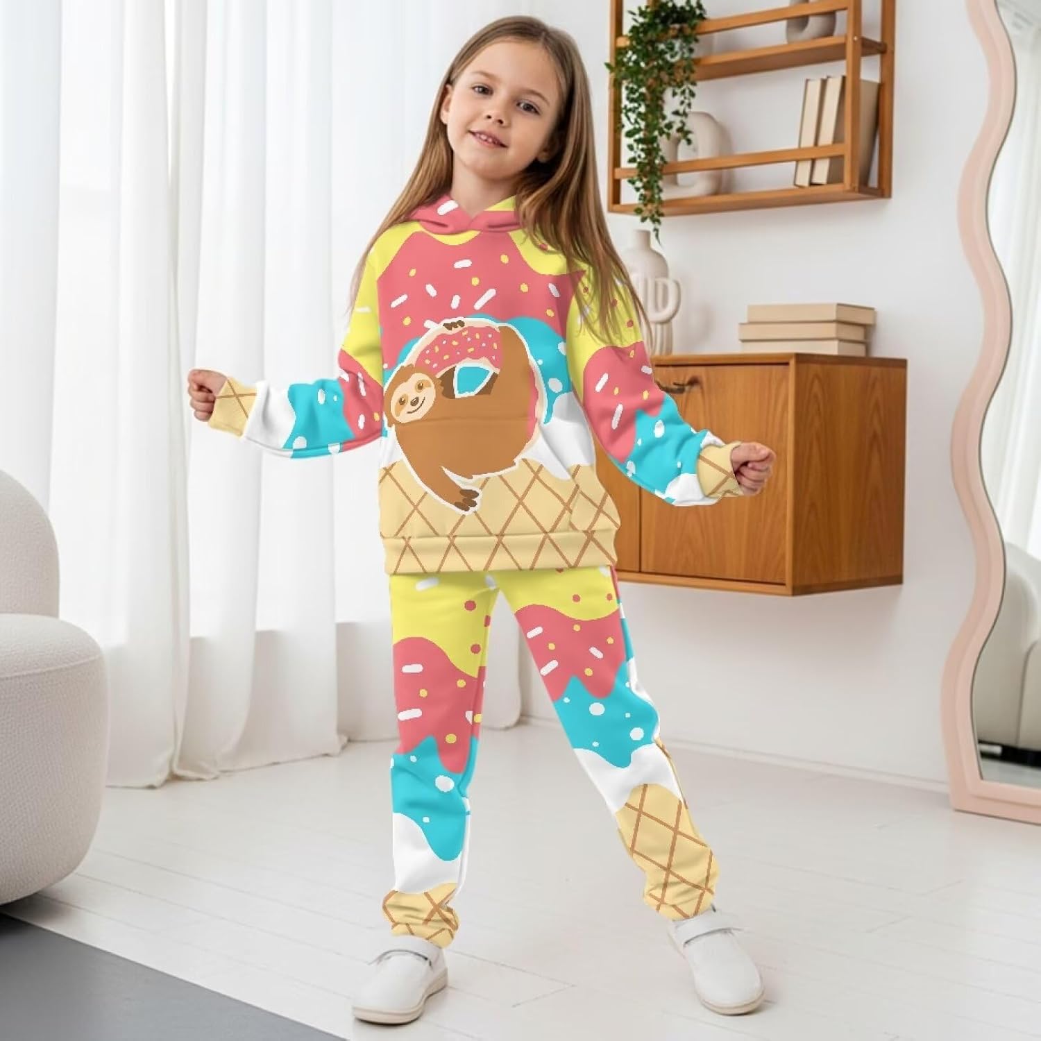 Renewold Girls Long Sleeve Tracksuits Kids Hoodie Sweatshirt and Jogger Sweatpants 2 Piece Set Sweatsuits Clothing Sets