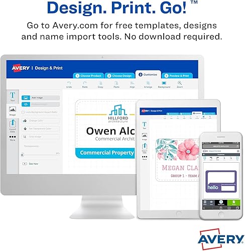 Miniatura 5 de Avery 45395 Etiquetas adhesivas para insignias de nombre, 2-1/3 x 3-3/8, blancas, 400/caja