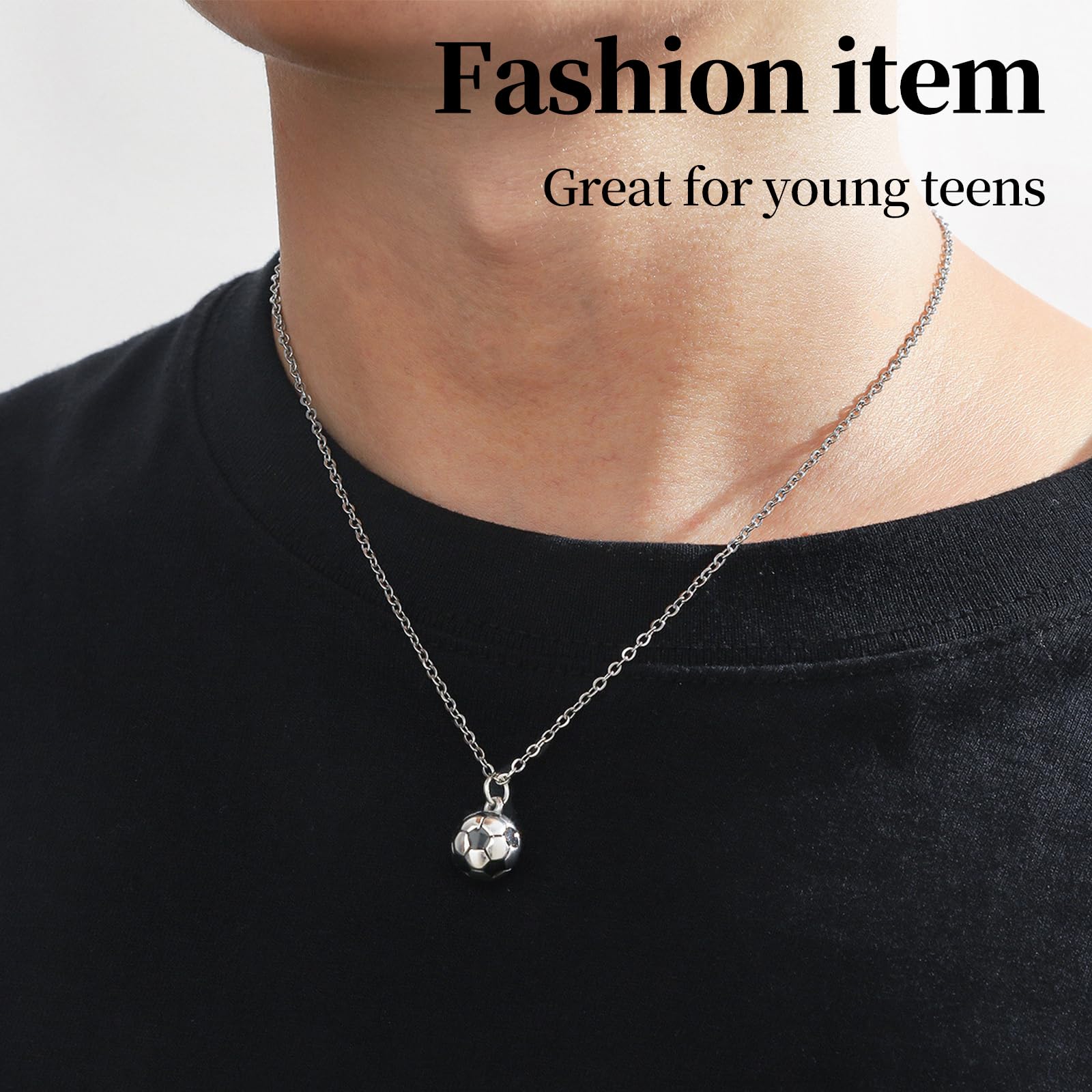 Collier De Football Collier De Soccer En Acier Inoxydable Collier Breloques Pour Enfants Bijoux Unisexe