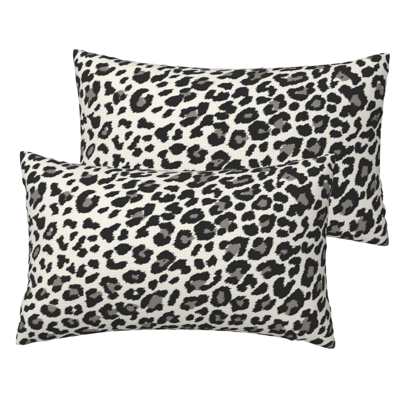 Housse de coussin léopard noir en imitation lin pour votre canapé