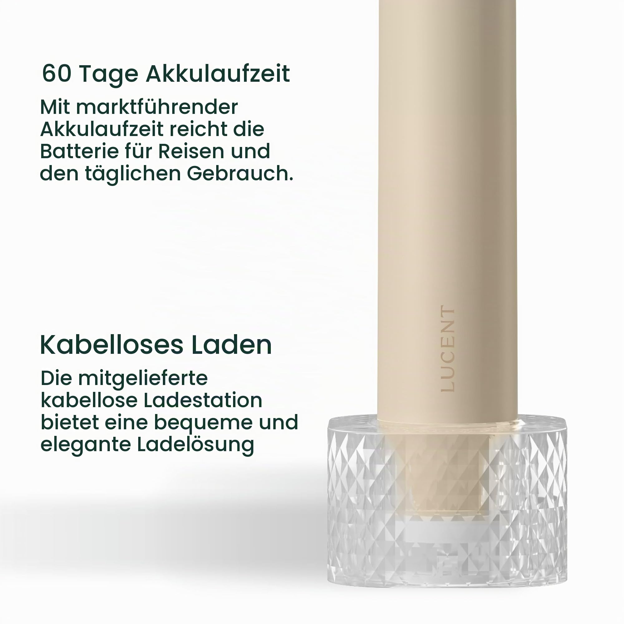 Elektrische Schallzahnbürste Vanilla Cream – Sonic Zahnbürste mit Smart Timer, automatischer Ein/Aus-Funktion, 3 Reinigungsmodi, Drucksensor, 60 Tage Akkulaufzeit für Erwachsene