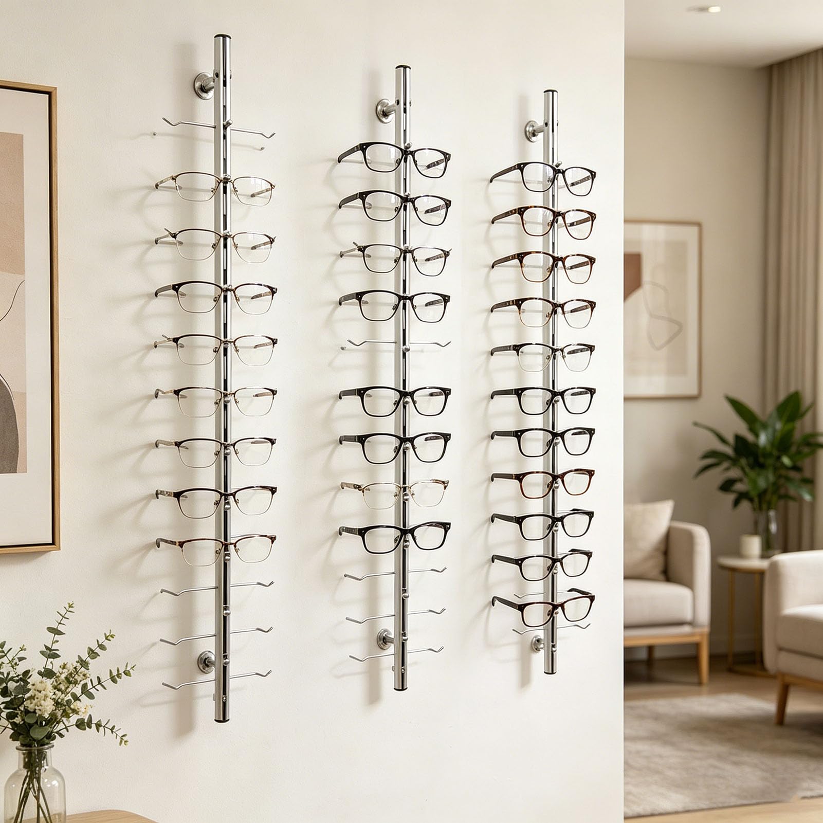 Naścienny metalowy stojak na okulary przeciwsłoneczne,Modern Retail Home Collection Okulary Wiszący Stojak,Sklep Wyświetla Uchwyt Ramki Okularów, dla wielu Okulary Okulary Okulary