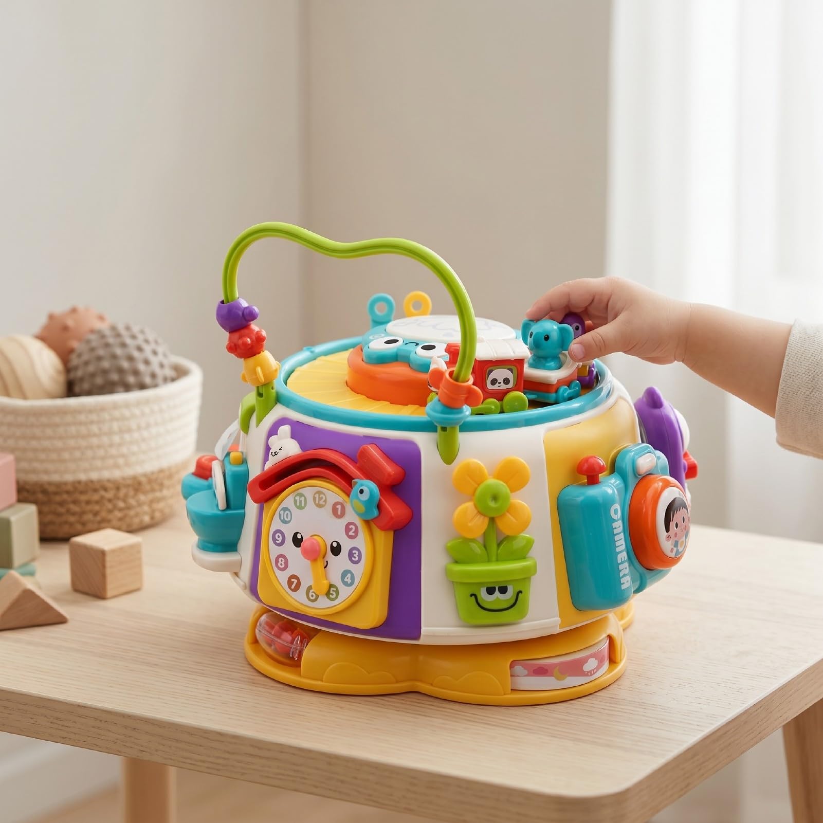 Cubo de Actividades Educativas, Juguete Hexaedro para bebé de Silicona ABS con Juego de 6 Caras, Aprendizaje Sensorial de Coordinación Ojo-Mano, Desarrollo Temprano para Niños