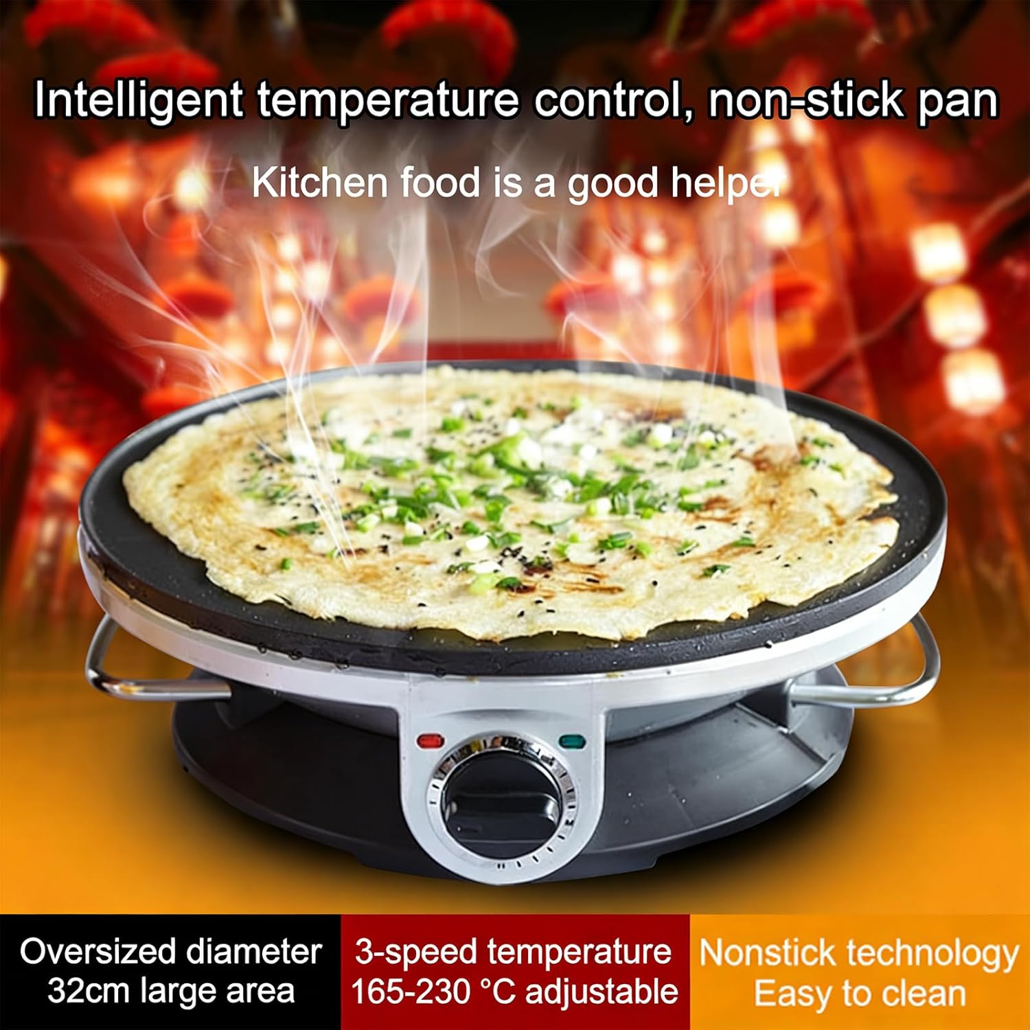 1200W Electric Roti Maker with Adjustable Temperature, Non-Stick Flatbread Machine for Roti, Tortilla, Pancakes, Wraps & Omelettes – Quick & Easy Cooking!