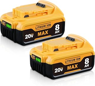 DCB200 8.0Ah 2-Pack Replacement for Dewalt 20V Max Battery DCB203 DCB204 DCB206 DCB207 DCB208 DCB209 DCB210, Compatible with Dewalt 20V Max Tools and Chargers, with LED Indicator